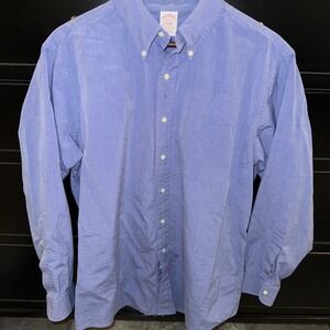 Brooks Brothers Men's Original Polo Shirt Cotton Traditional Fit Blue 16.5/34 LS